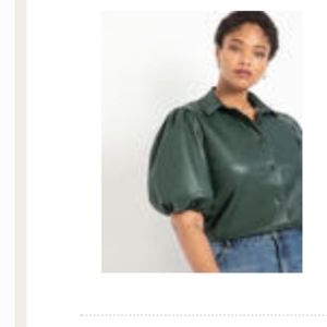 Faux Leather Puff Dress shirt